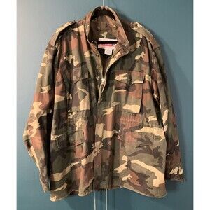 Vintage Winchester Camo Zip Up Snap Jacket Coat Pockets Size XL Hunting Gear